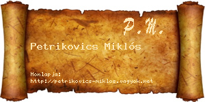 Petrikovics Miklós névjegykártya