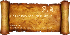 Petrikovics Miklós névjegykártya